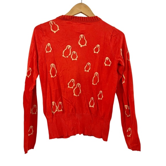 Field Flower Anthropologie Penguin Print Red Cardigan Sweater Cashmere Blend S - Picture 4 of 9
